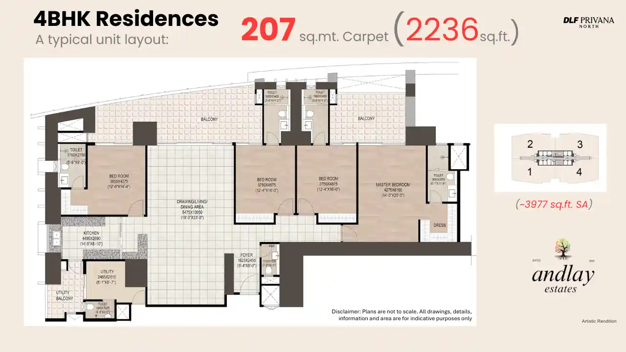 DLF Privana North 4 BHK Floor Plan