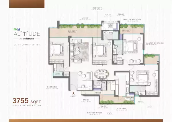 M3M Altitude Size - 3755 sq.ft*